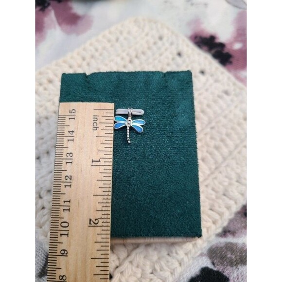 Sterling Silver Dragonfly Pendant 925 Blue Opal Inlay Nature Inspired Jewelry - Picture 4 of 4